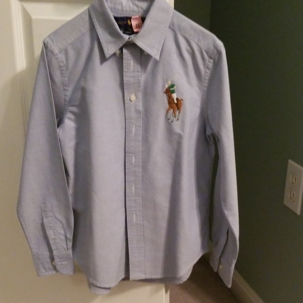 Blue big pony button up